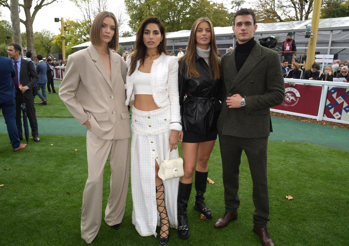 Jospehine Skriver, Farnoush Hamidian, Desire Cordero, and Xavier Serrano attend the Qatar Prix de l'Arc de Triomph with Visit Qatar at the Longchamp Racecourse.
